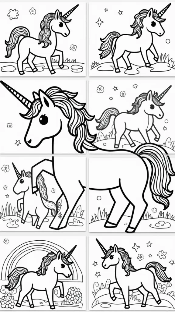 coloriages de licorne imprimables gratuitement